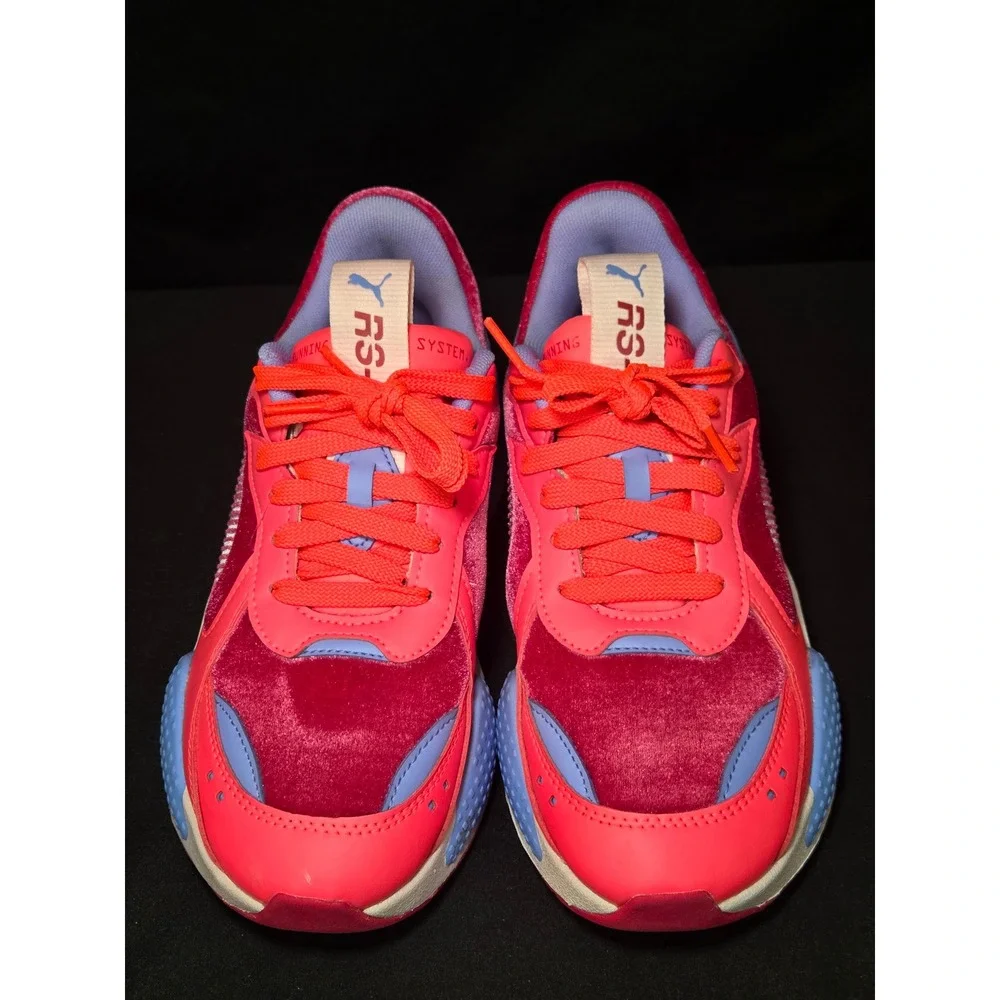 Puma RS-X Reinvent Neon Pink Blue‎ Velvet Heart Sneakers 387408-01 Womens 6